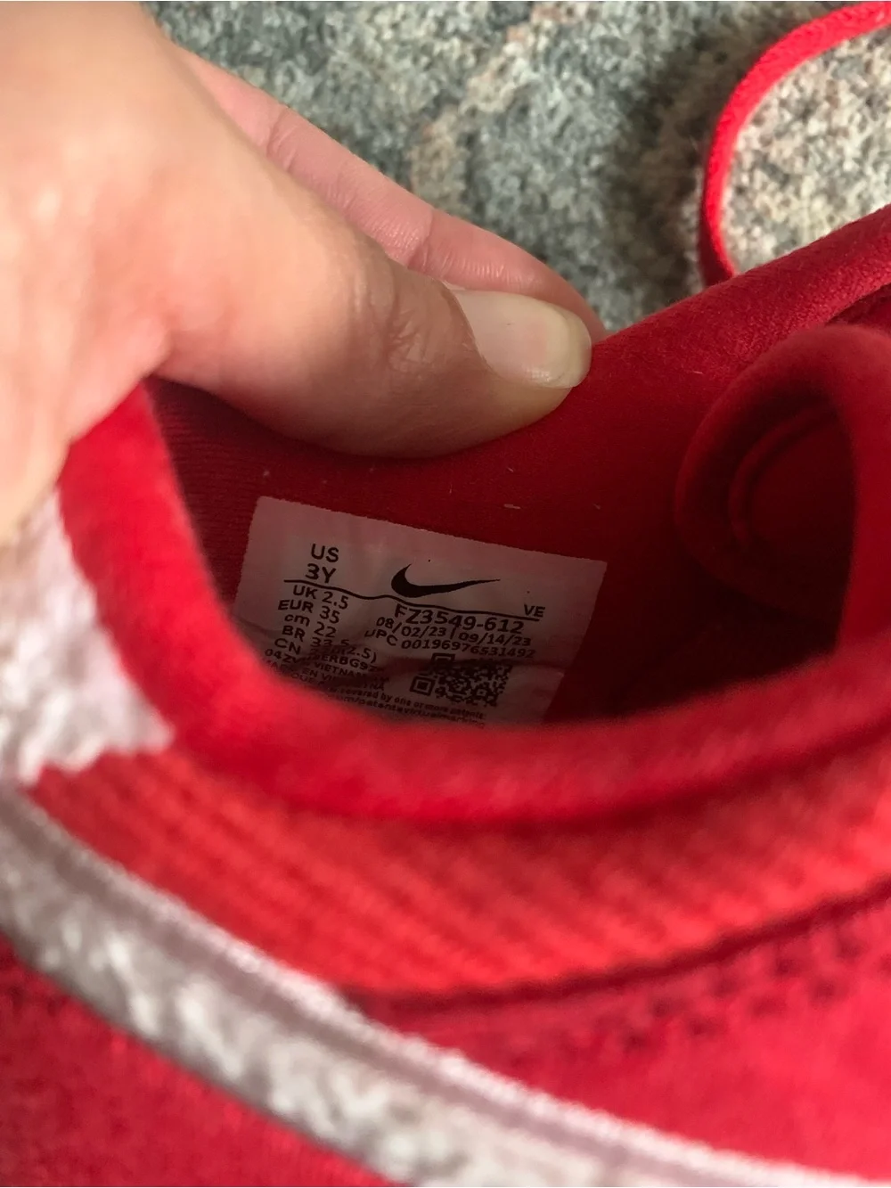 Nike Kids Red Low-Top Sneakers with White Sole